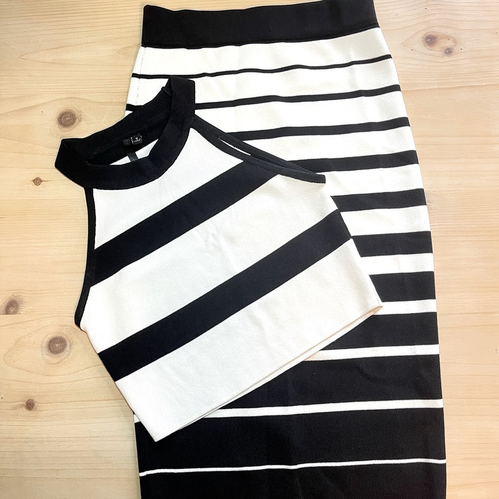 Striped Pencil Skirt Set